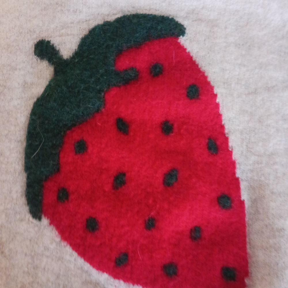 3/$20 DEAL CeCe Cream Sweater with Red Strawberry Design - Picture 5 of 8